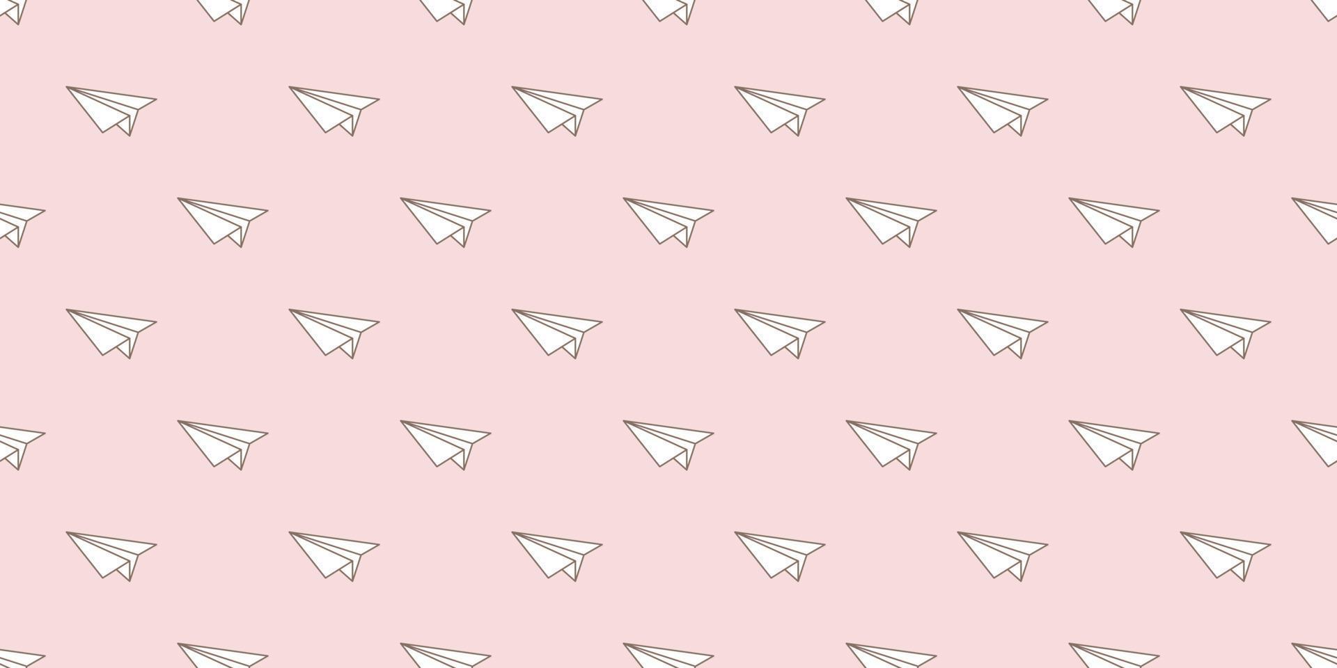 Pink paper plane seamless repeat pattern vector background
