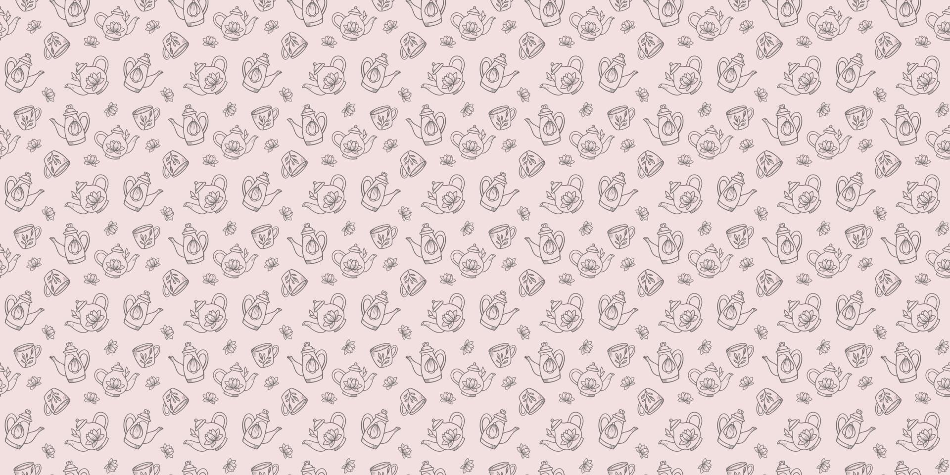 Teapots seamless repeat pattern design, background vector