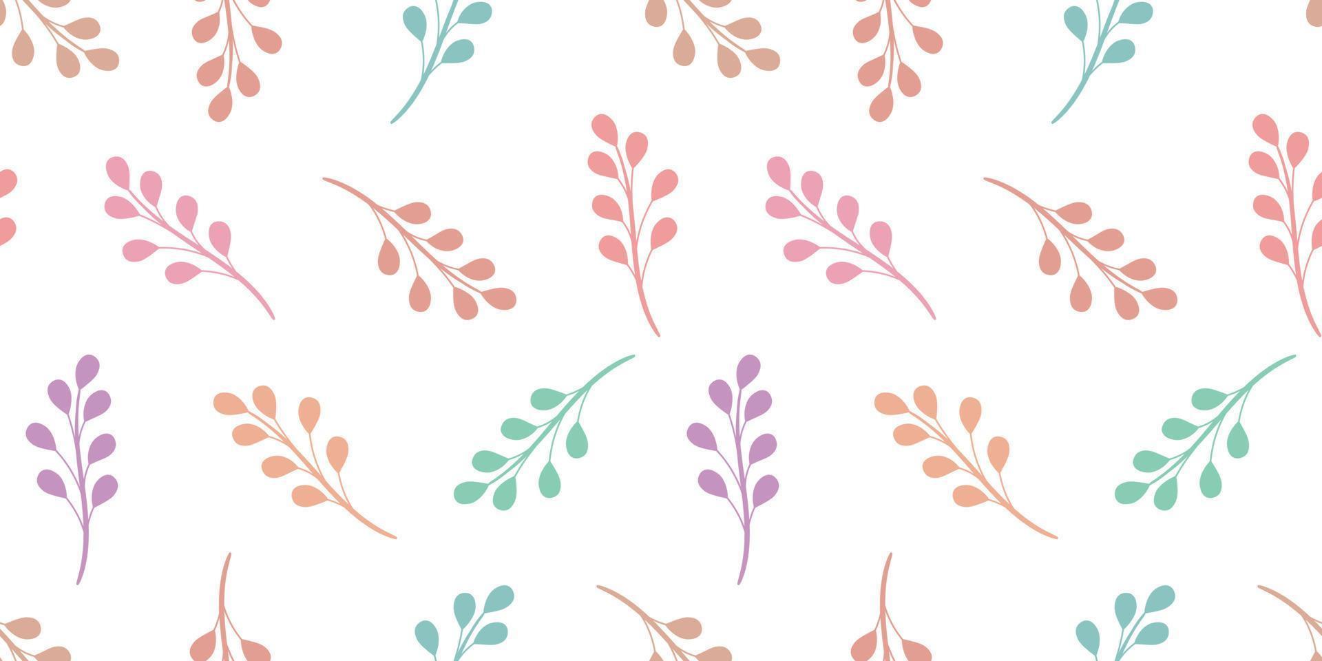 Pastel vector background with leaves, seamless pattern