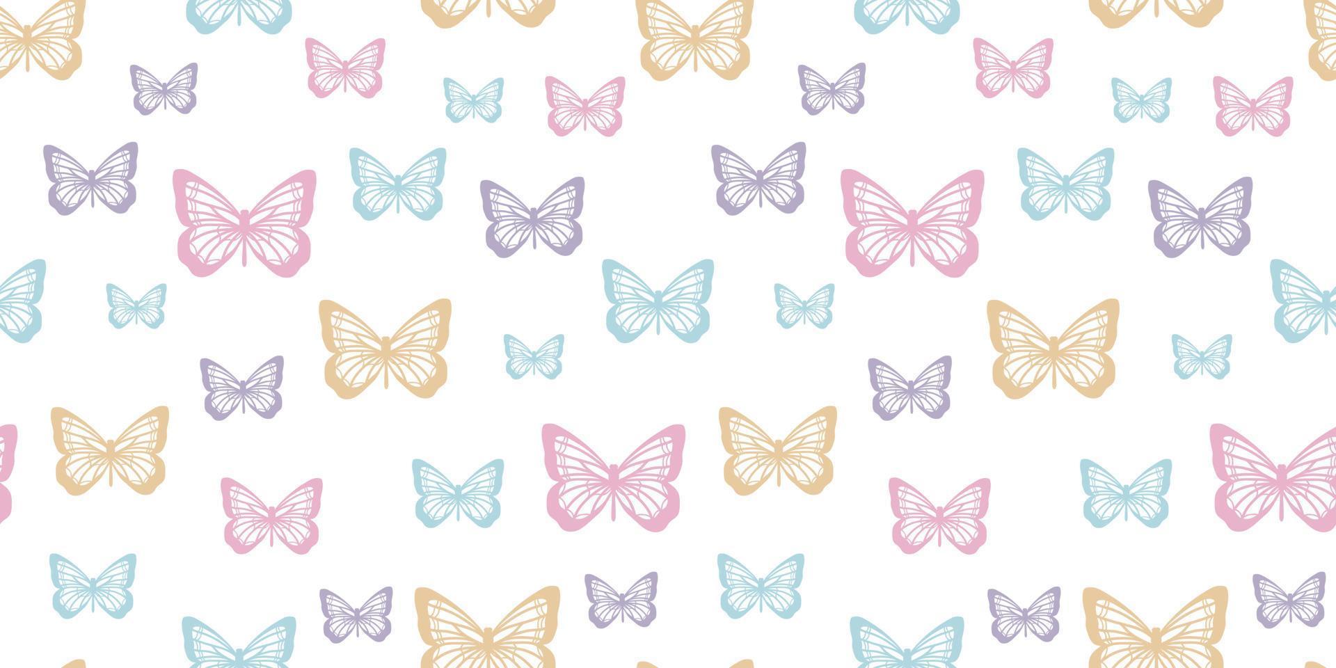 mariposa, colorido diseño de patrón de repetición sin costuras vector