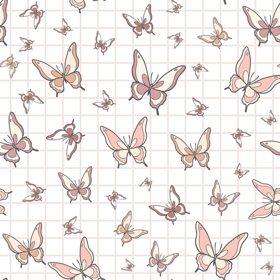 Vector butterfly seamless repeat pattern background.