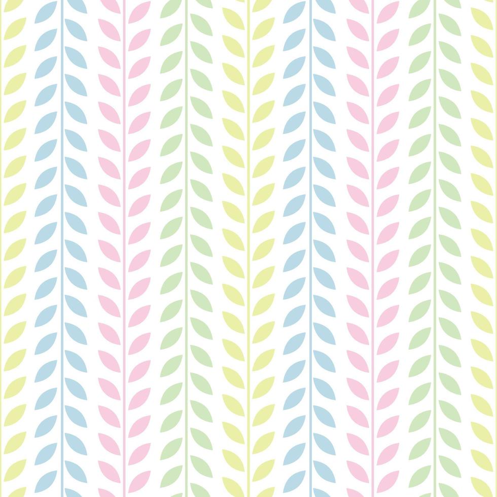 Pastel leaf vector pattern, seamless botanical print, garland background