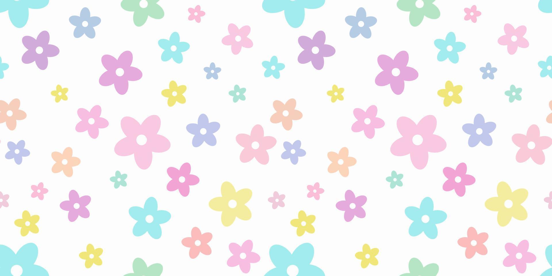 Colorful floral vector pattern, seamless repeat tile