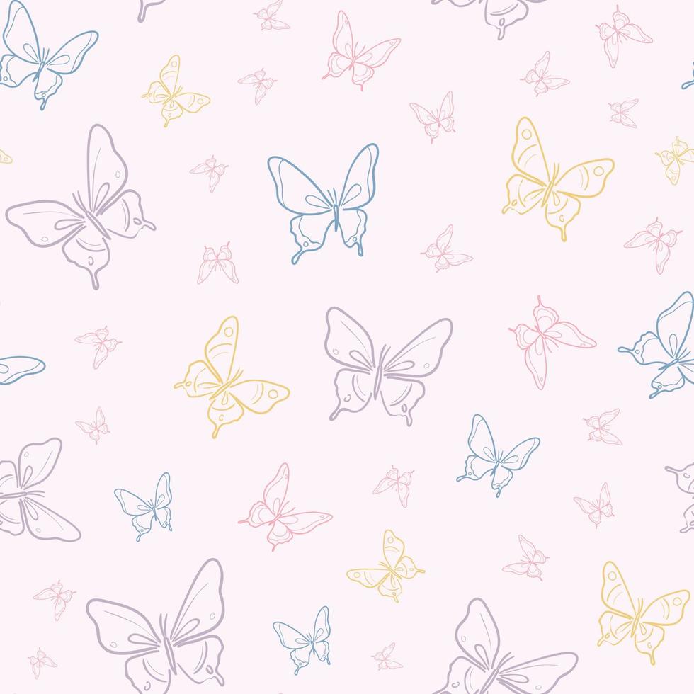 Vector butterfly seamless repeat pattern background.