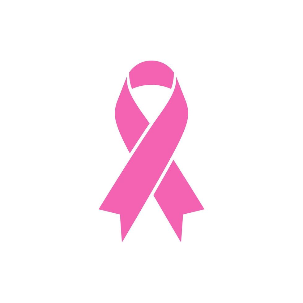 Pink ribbon breast cancer icon vector