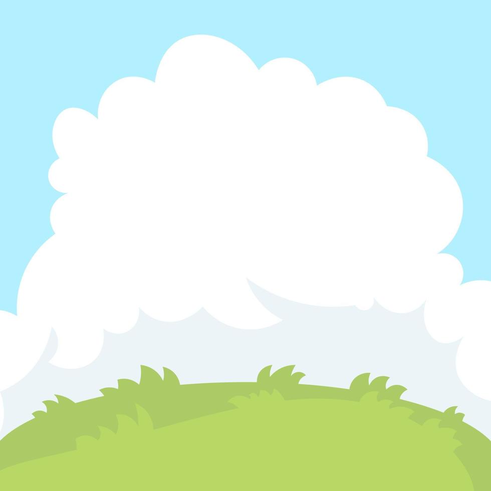 Flat design grass with hills, clouds vector