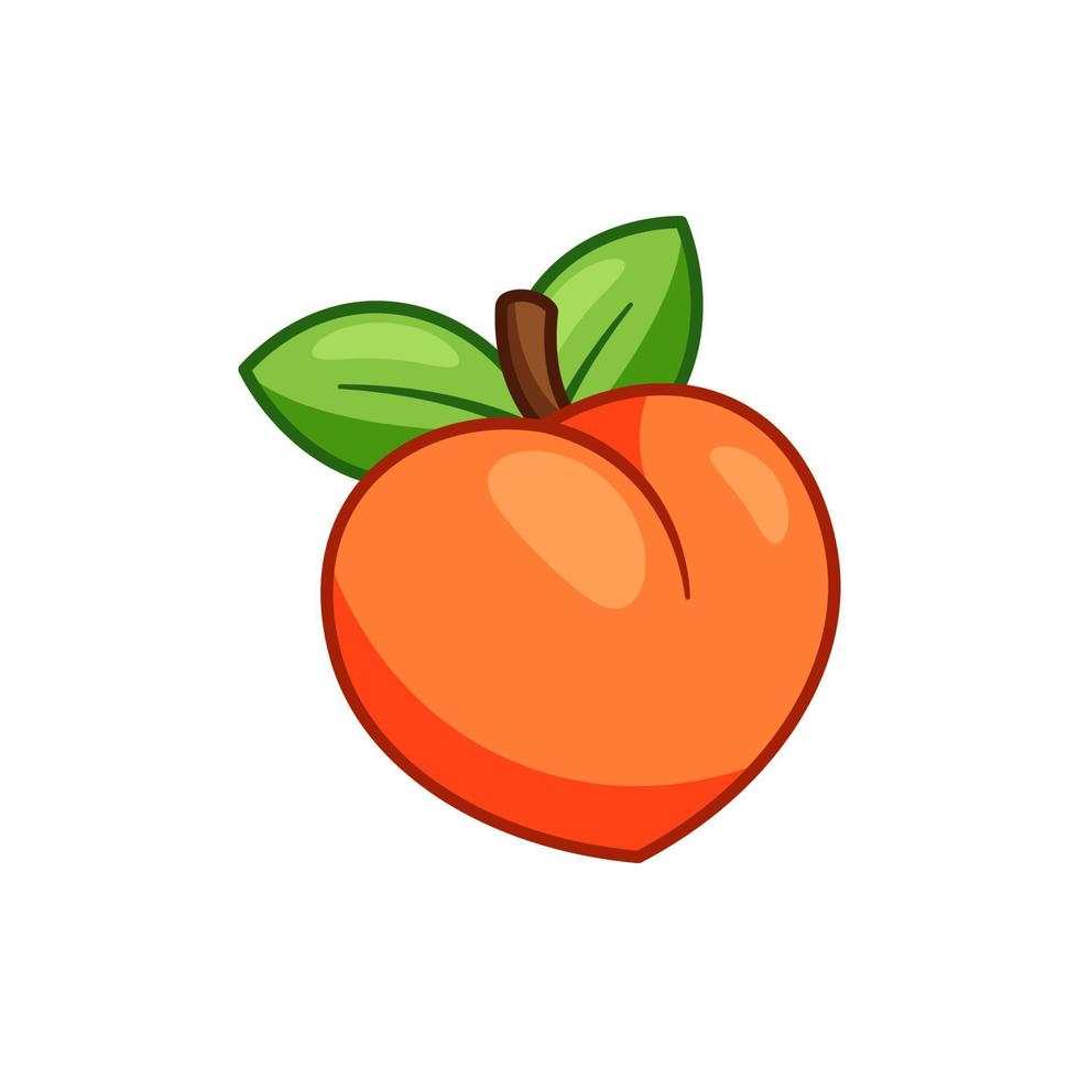 peach vector cartoon. Icon peach isolated on white background.