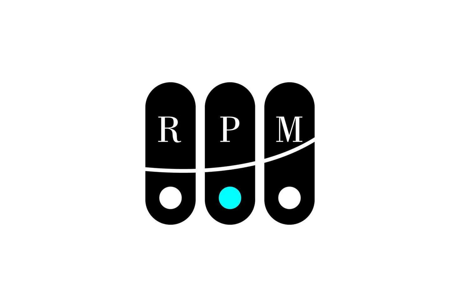 diseño de logotipo de letra y alfabeto rpm vector