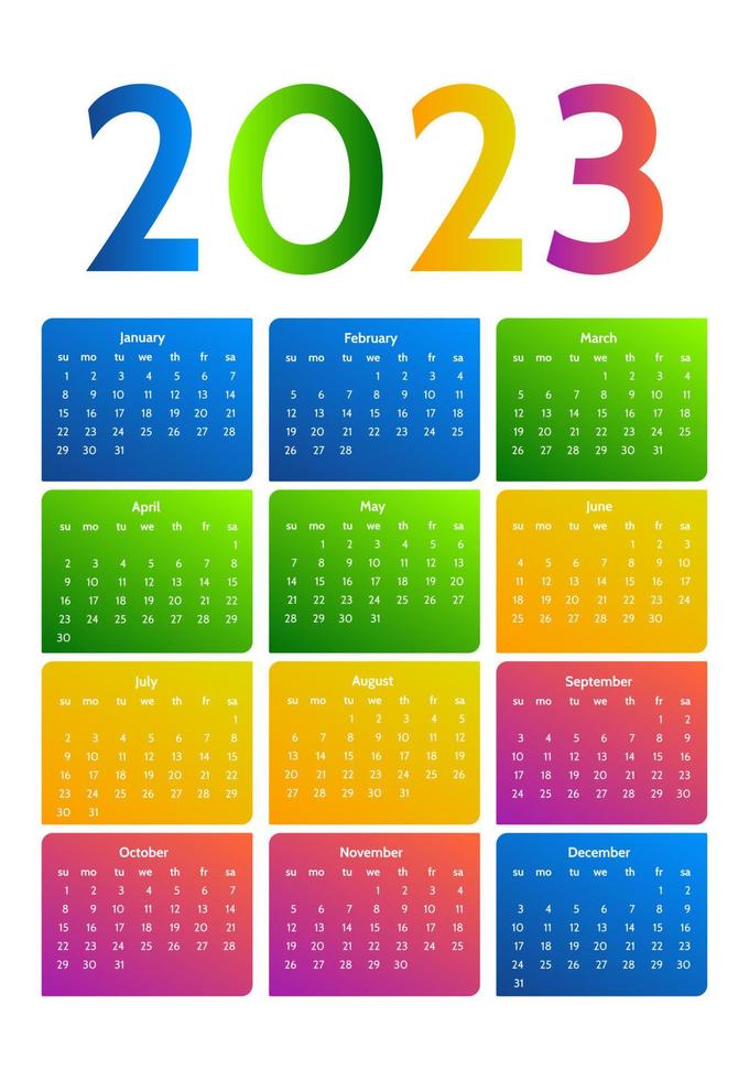 Calendar for 2023 isolated on a white background 16182198 Vector Art at