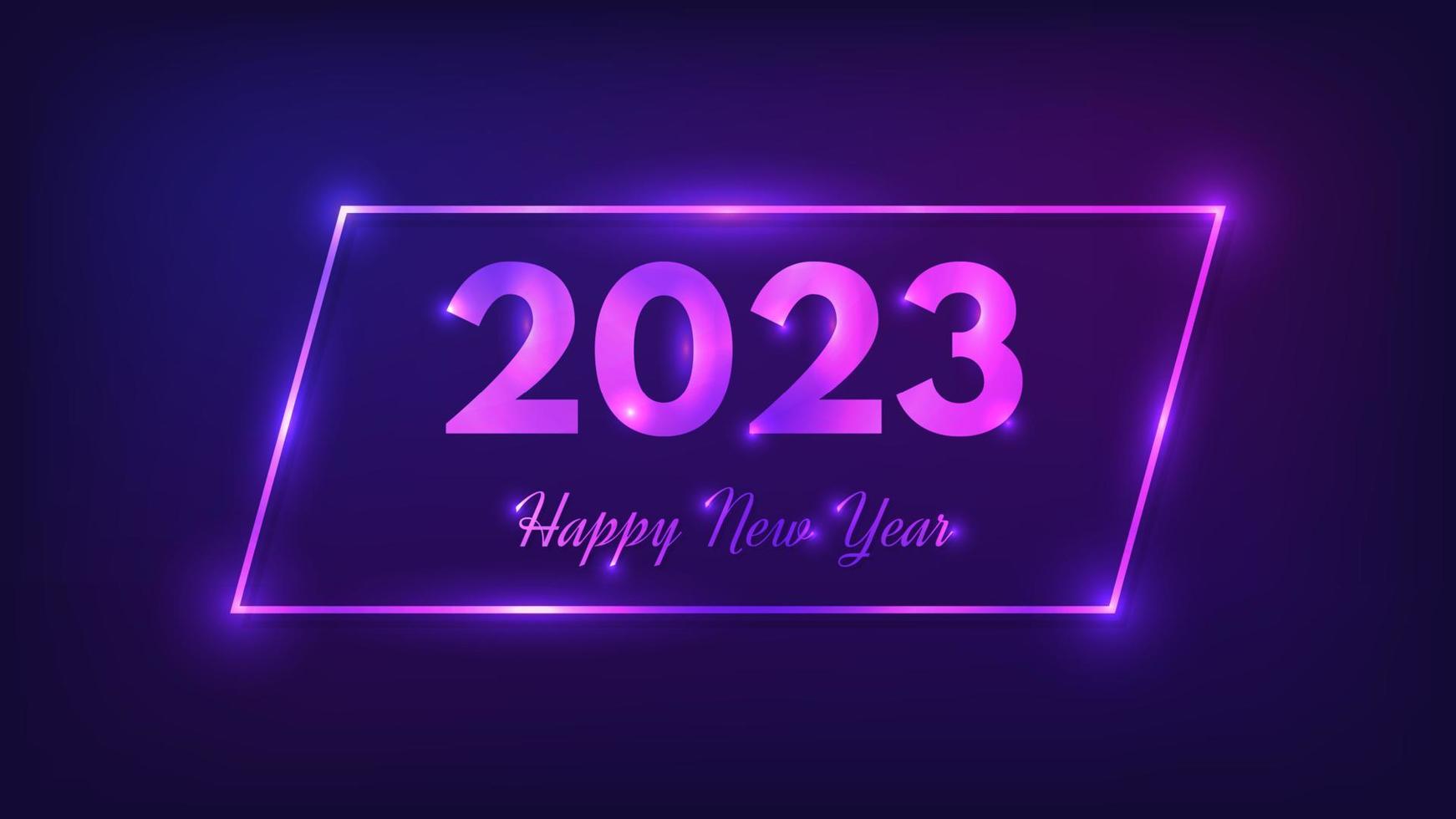 2023 Happy New Year neon background vector