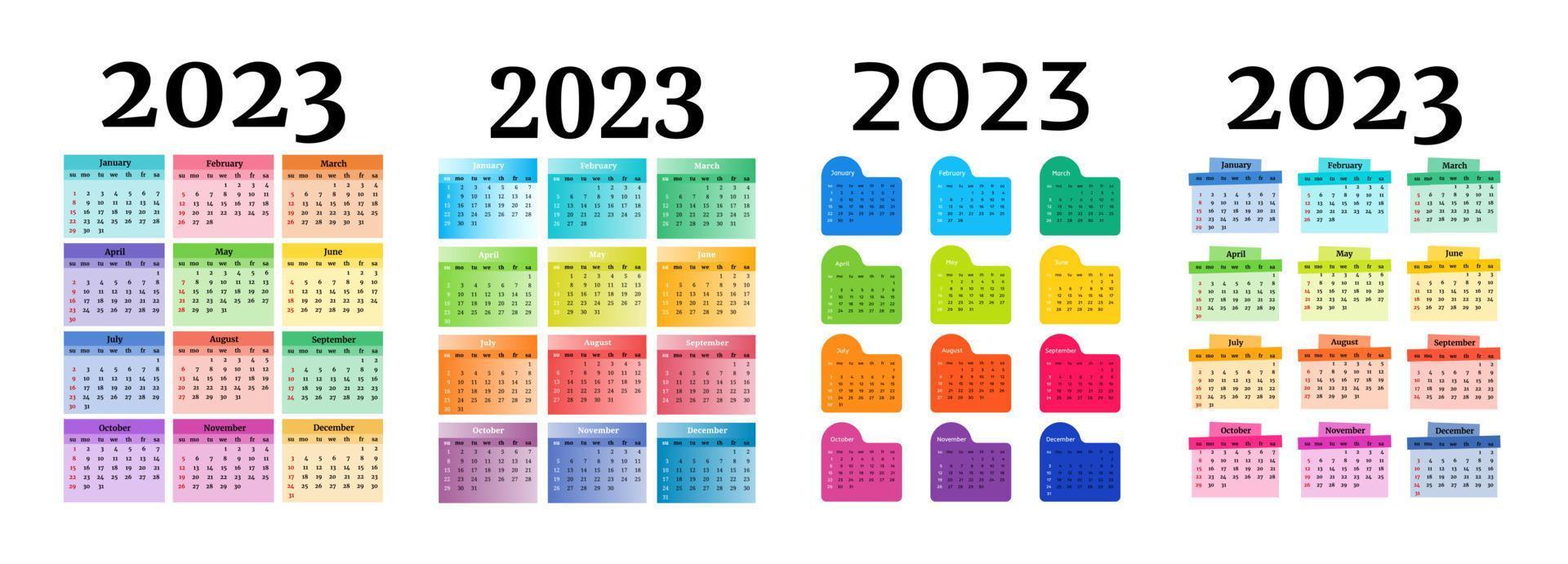 calendario para 2023 aislado en un fondo blanco vector