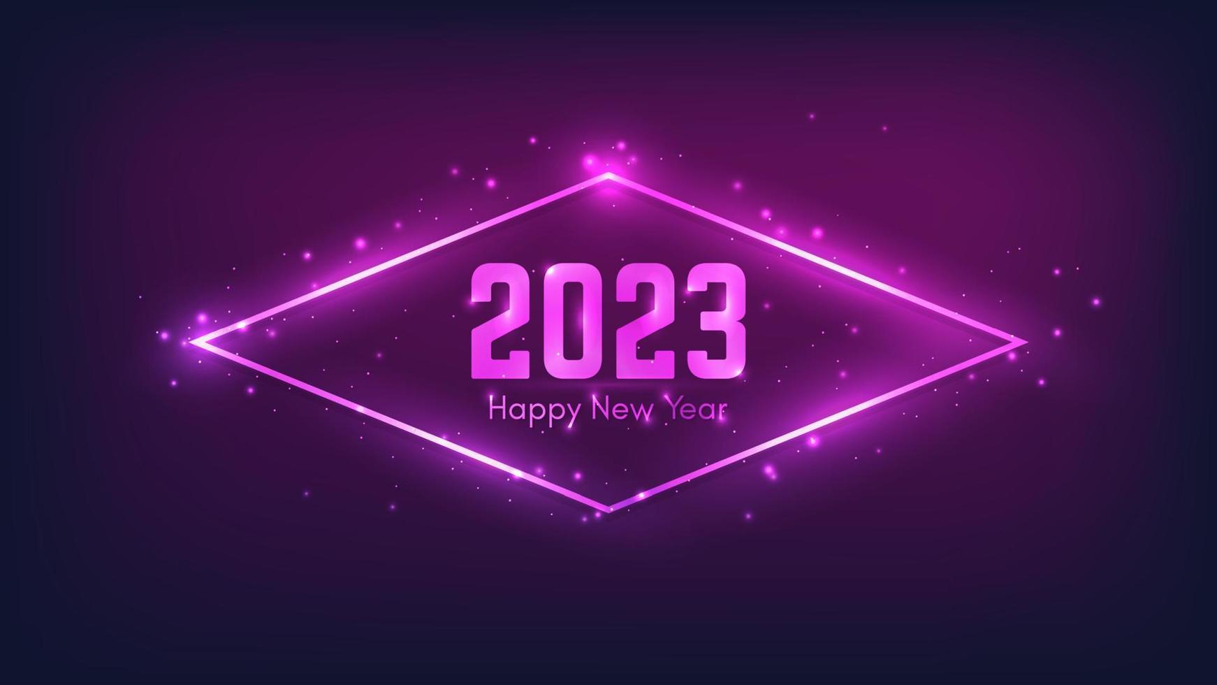 2023 Happy New Year neon background vector