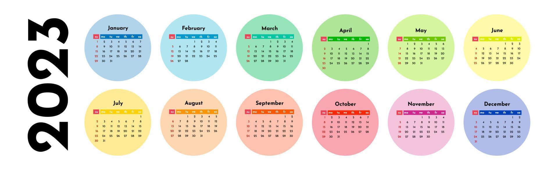 Calendar for 2023 isolated on a white background vector