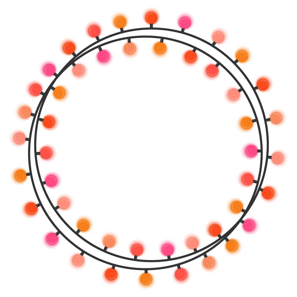 Garland with red light bulbs on a white background. Vector illustration.