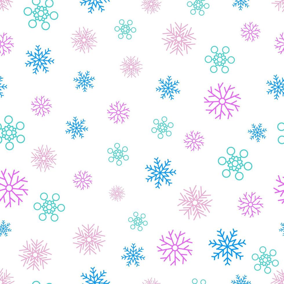 Snowflakes seamless background. Christmas and New Year decoration elements. Vector illustration.