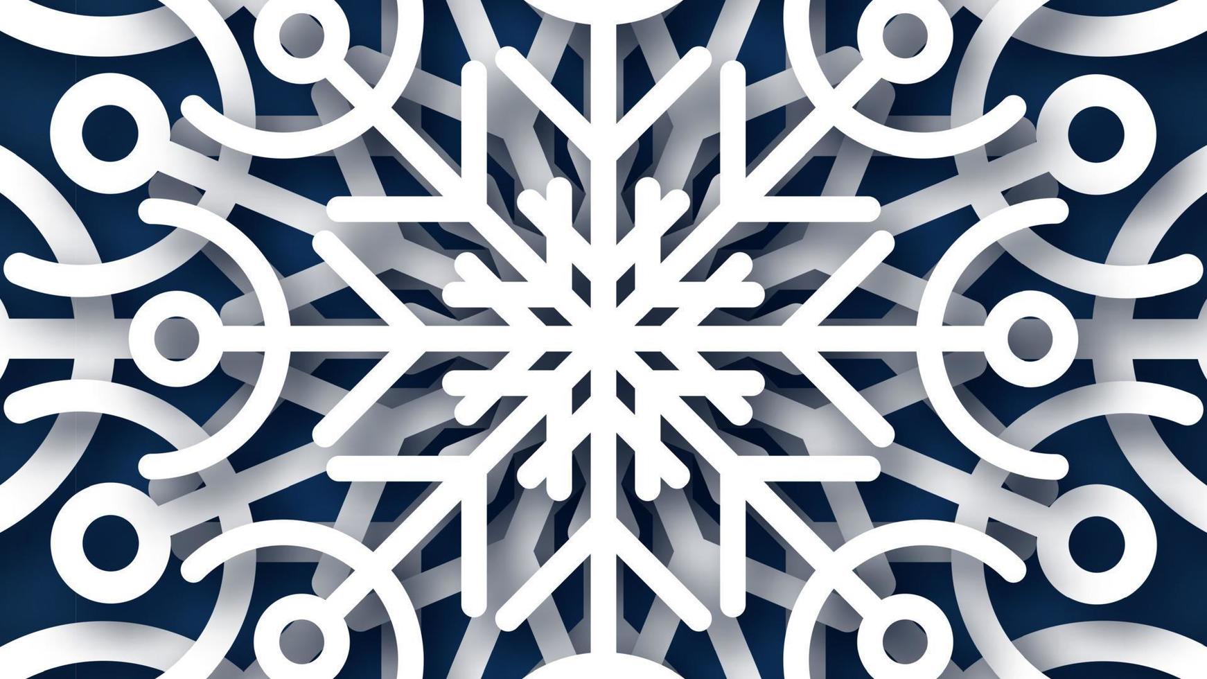 fondo azul oscuro de navidad con copos de nieve de brillo de papel blanco. decoración navideña de copos de nieve de año nuevo. ilustración vectorial vector