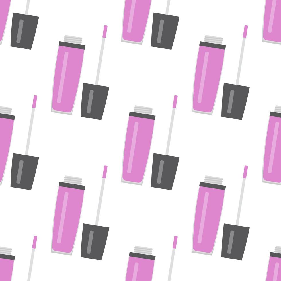 Seamless pattern with makeup items in flat style. Vector illustration.