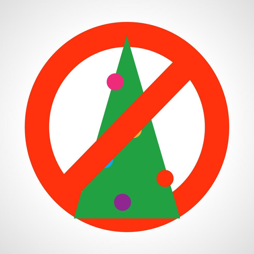 sin árbol de navidad. señal de prohibición roja con árbol de navidad. ilustración vectorial vector