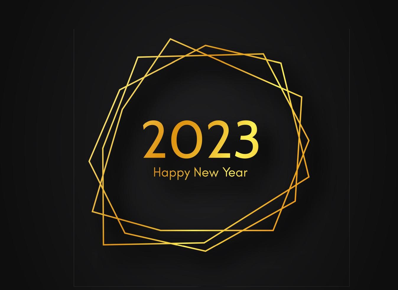 2023 Happy New Year gold geometric polygonal background vector