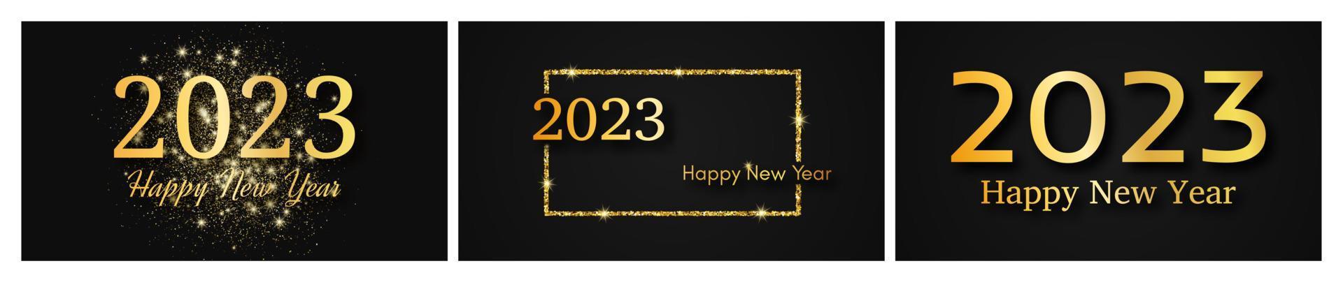 2023 Happy New Year gold background vector