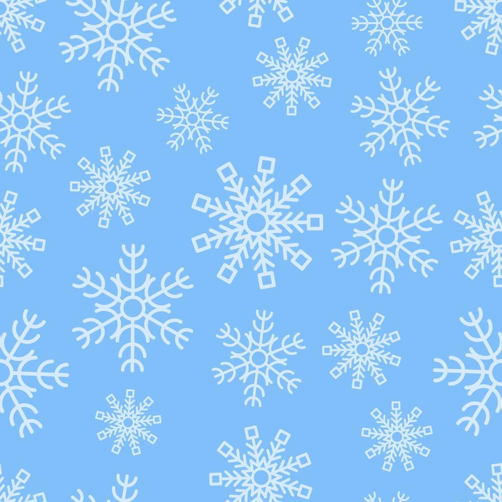 Snowflakes seamless background. Christmas and New Year decoration elements. Vector illustration.