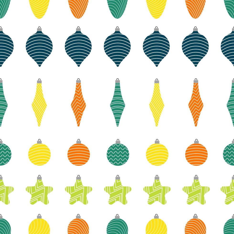 Seamless pattern with christmas balls on white background. Vector illustration