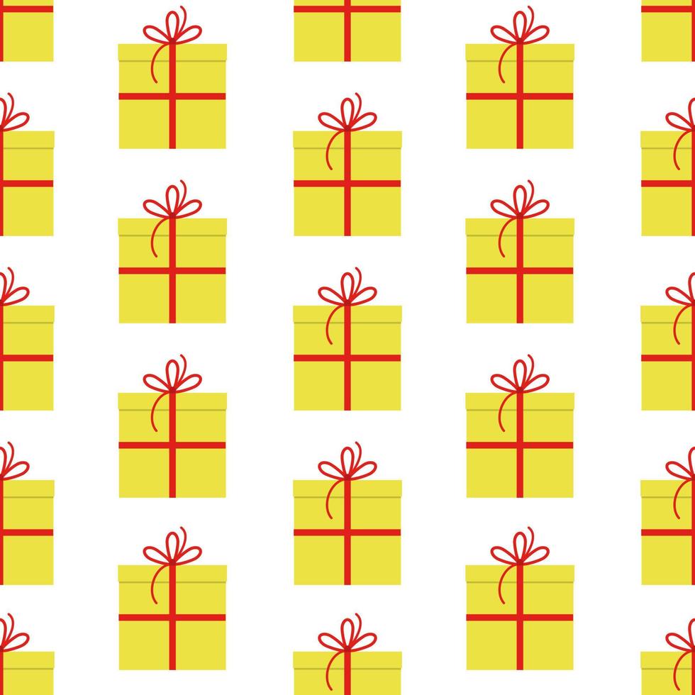 Seamless pattern with gift boxes on white background. Vector illustration