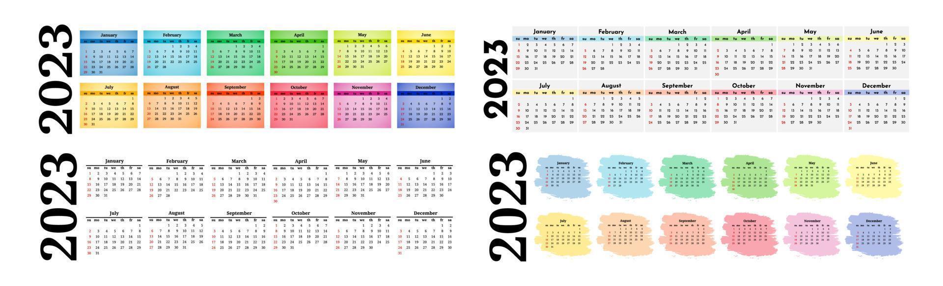 calendario para 2023 aislado en un fondo blanco vector