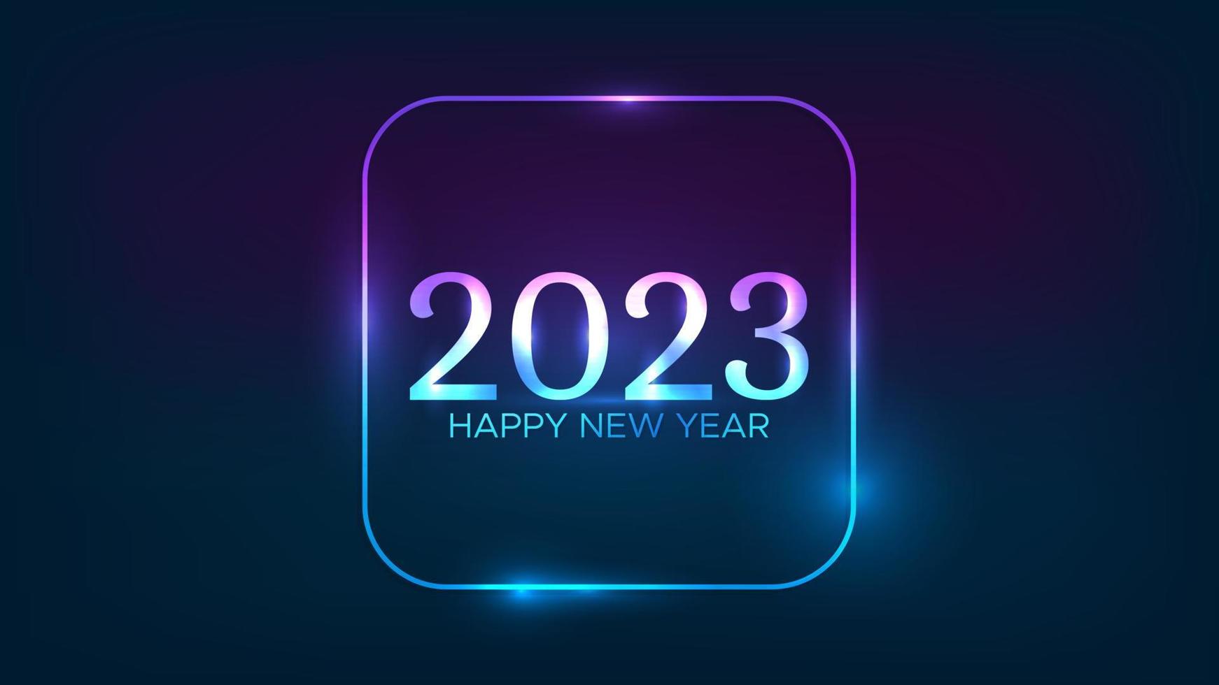 2023 Happy New Year neon background vector