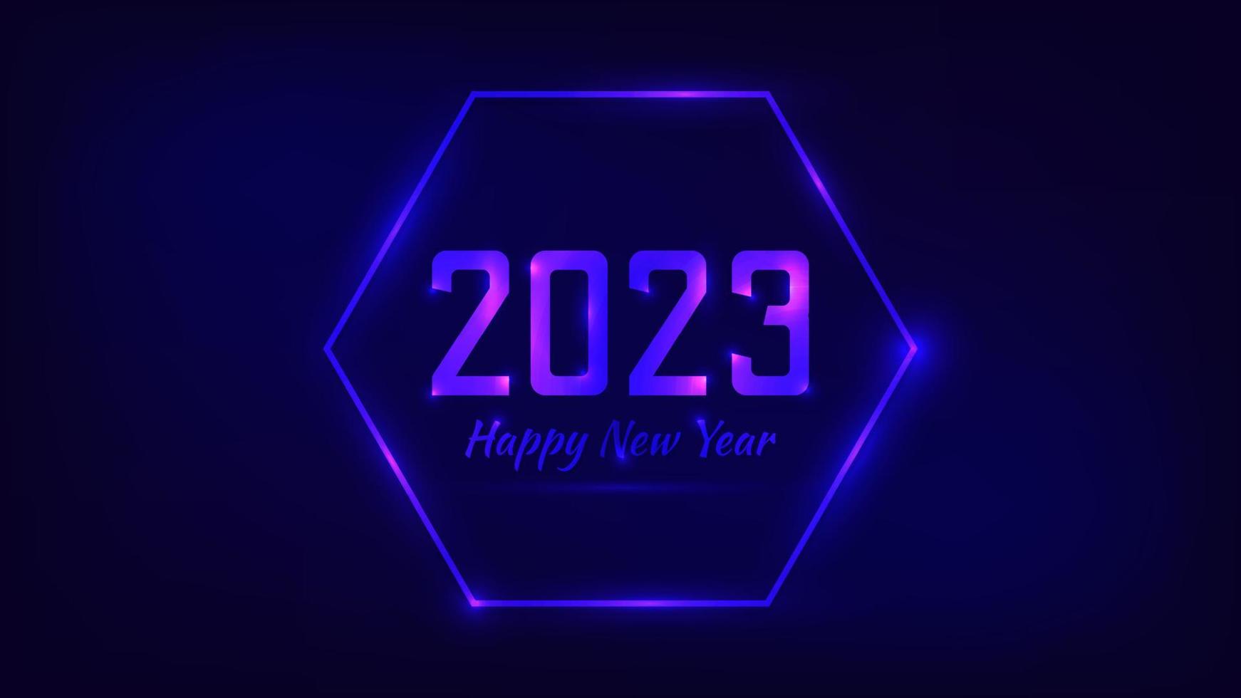 2023 Happy New Year neon background vector