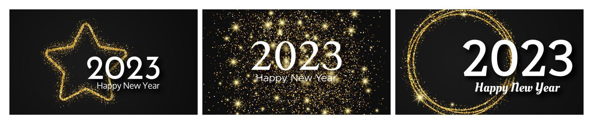 2023 Happy New Year gold background vector