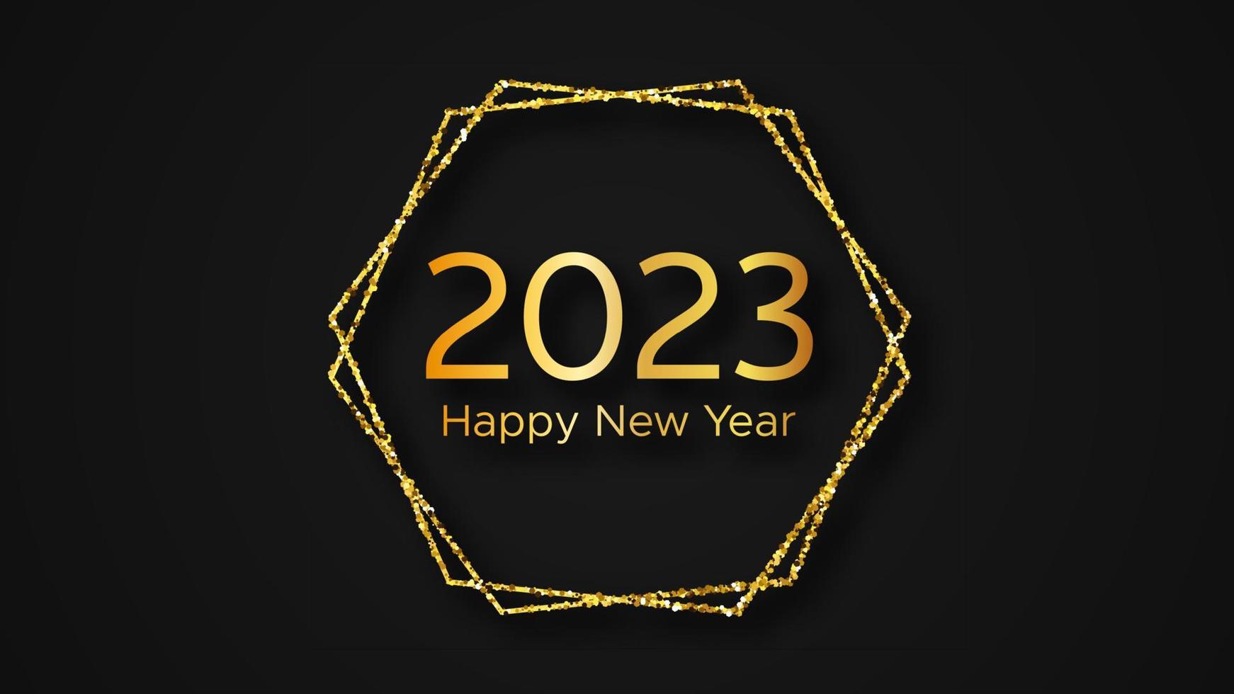 2023 Happy New Year gold background vector