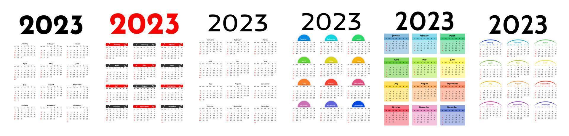 calendario para 2023 aislado en un fondo blanco vector