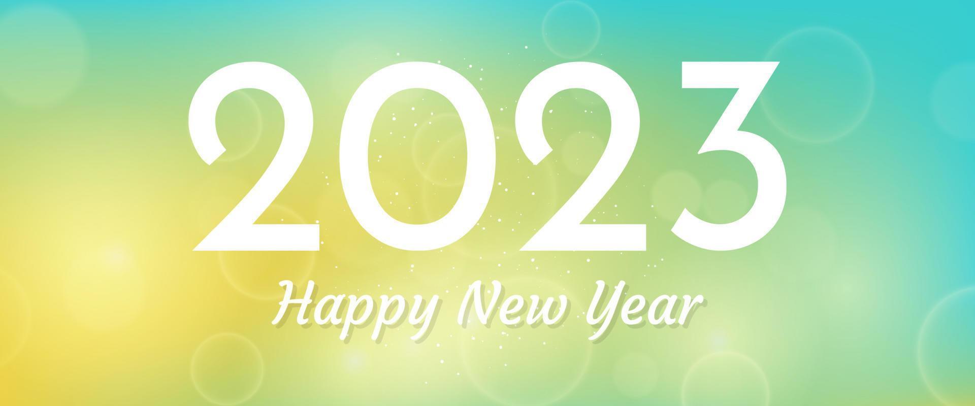 Happy new year 2023 incription on blurred background vector