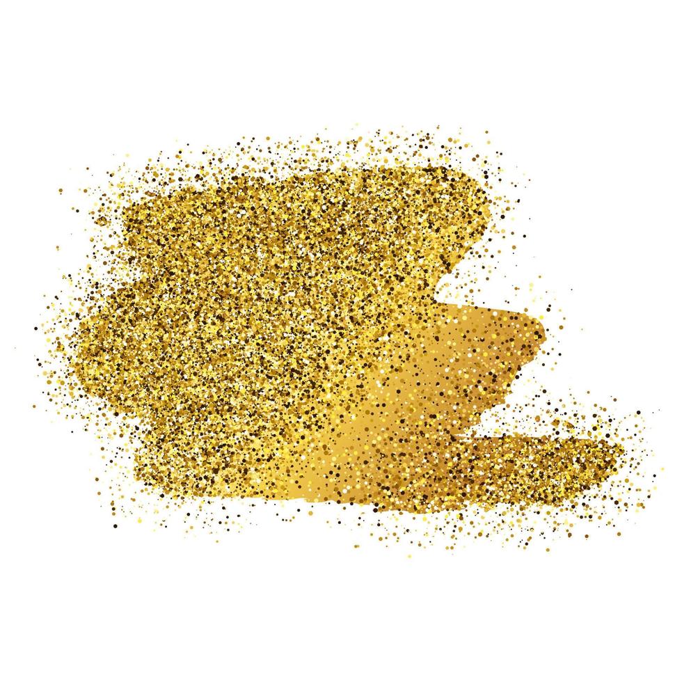 Golden Paint Glittering backdrop on a white background. Background with gold sparkles and glitter effect. Empty space for your text. Vector illustration