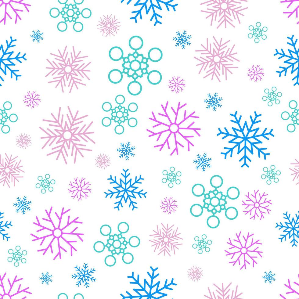 Snowflakes seamless background. Christmas and New Year decoration elements. Vector illustration.