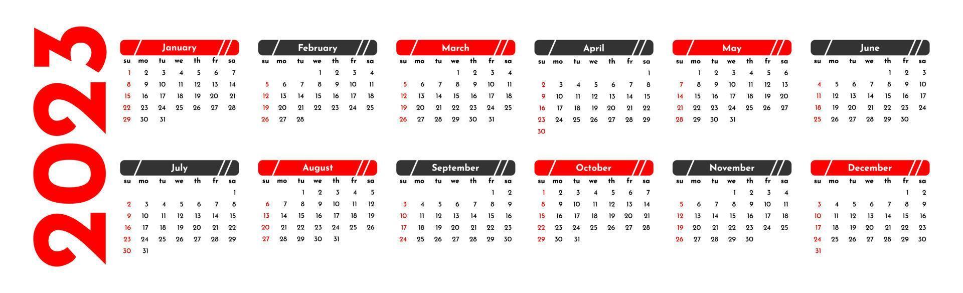 Calendar for 2023 isolated on a white background vector