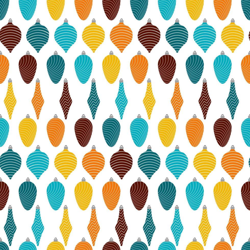 Seamless pattern with christmas balls on white background. Vector illustration