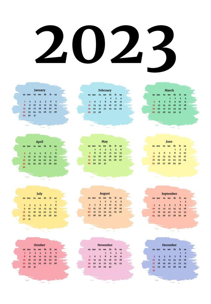 Calendar for 2023 isolated on a white background vector