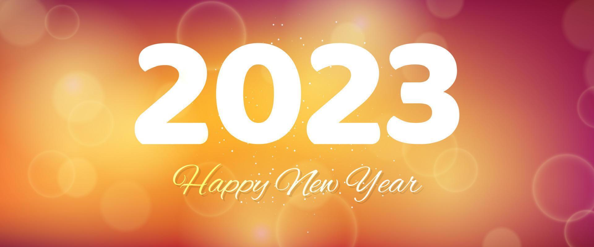 Happy new year 2023 incription on blurred background vector