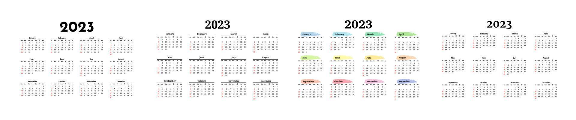 Calendar for 2023 isolated on a white background vector