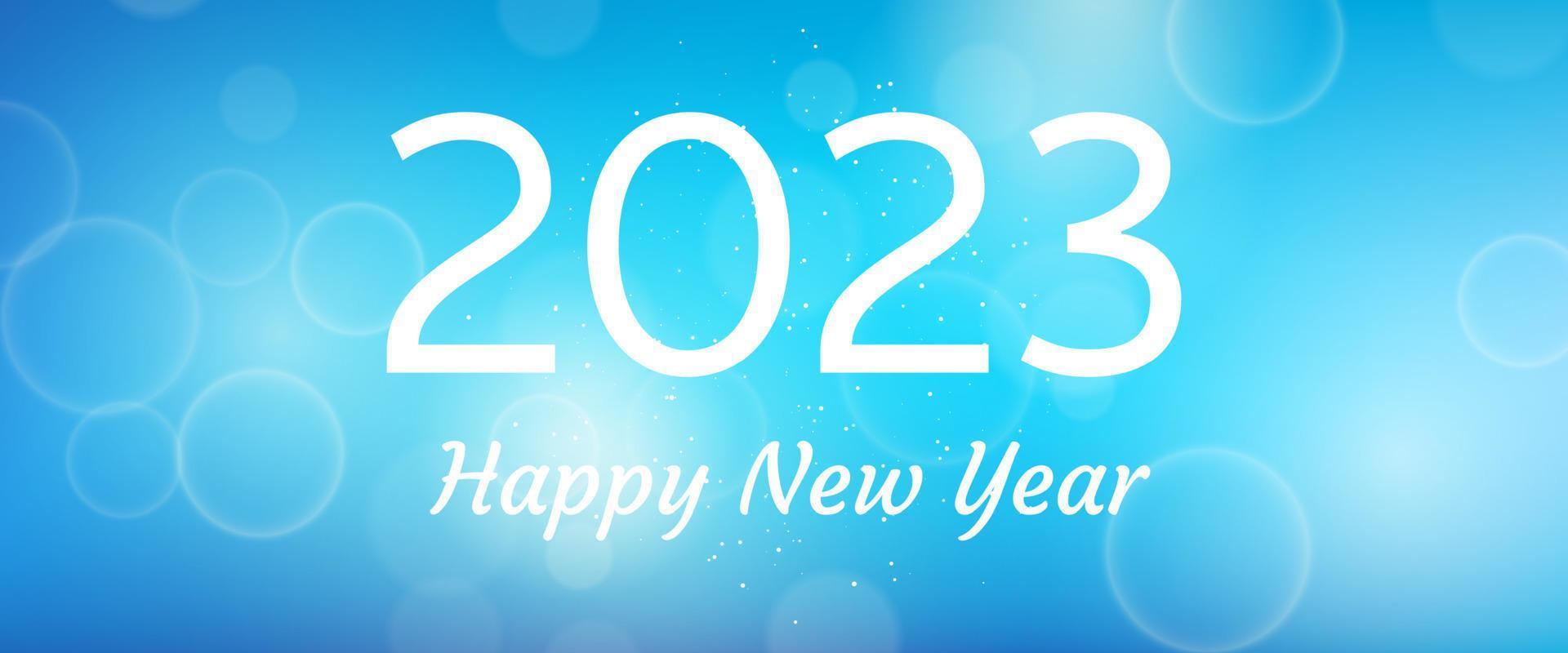 inscripción de feliz año nuevo 2023 sobre fondo borroso vector