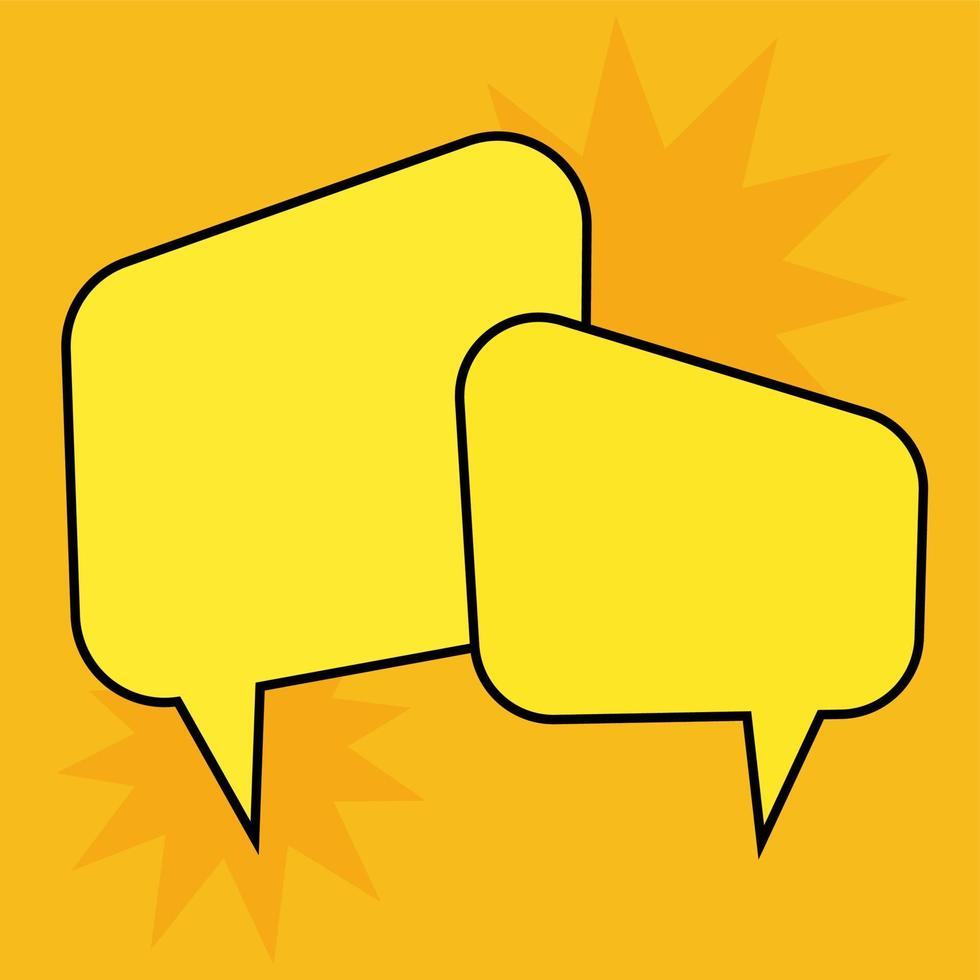 Communication speech bubbles on yellow background. Vector illustration