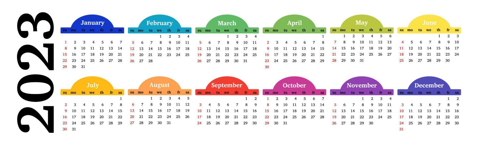 Calendar for 2023 isolated on a white background vector