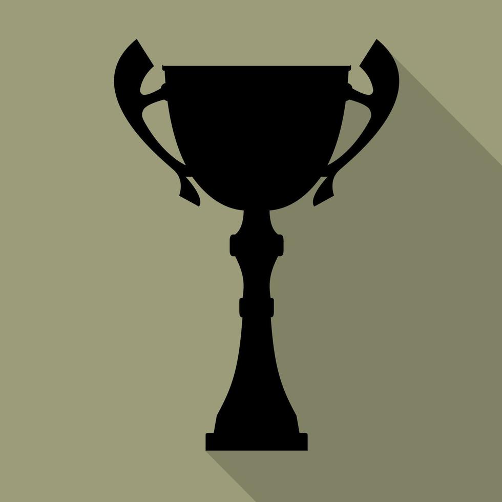 Champion cup in flat style with shadow. Championship prize for first place. Victory symbol. Vector illustration.