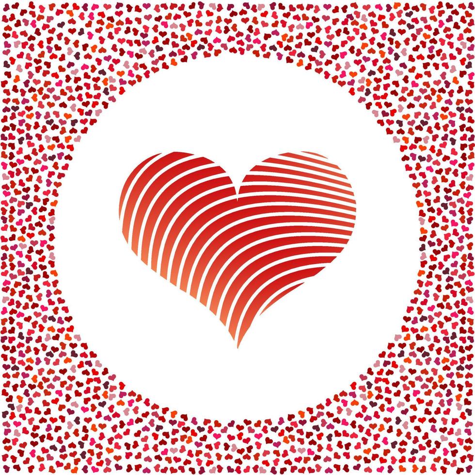 Red heart and little hearts around. Valentines Day background with many hearts on a white background. Symbol of Love Element for wedding Template. vector
