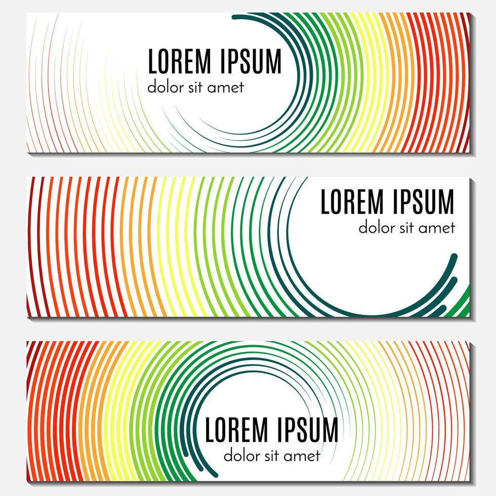 Set of colorful abstract header banners with curved lines and place for text. Vector backgrounds for web design.