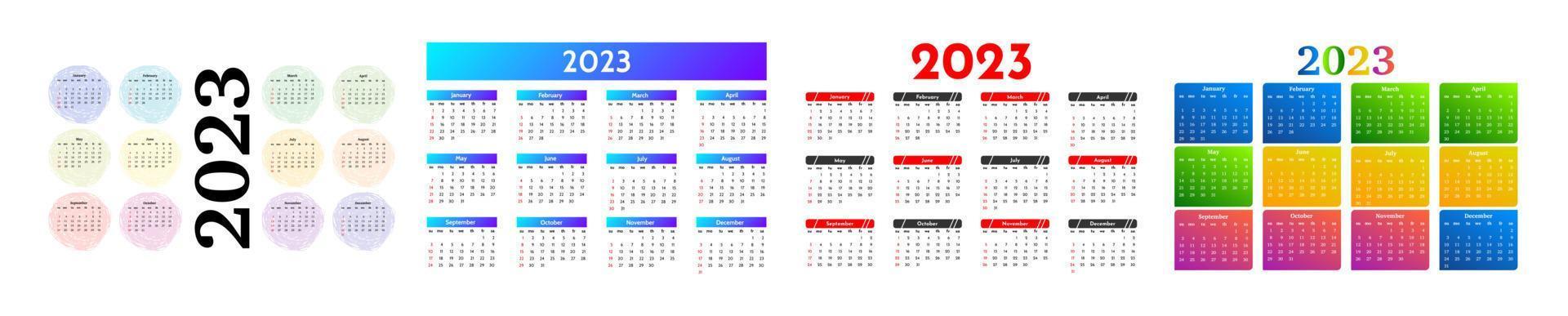 calendario para 2023 aislado en un fondo blanco vector