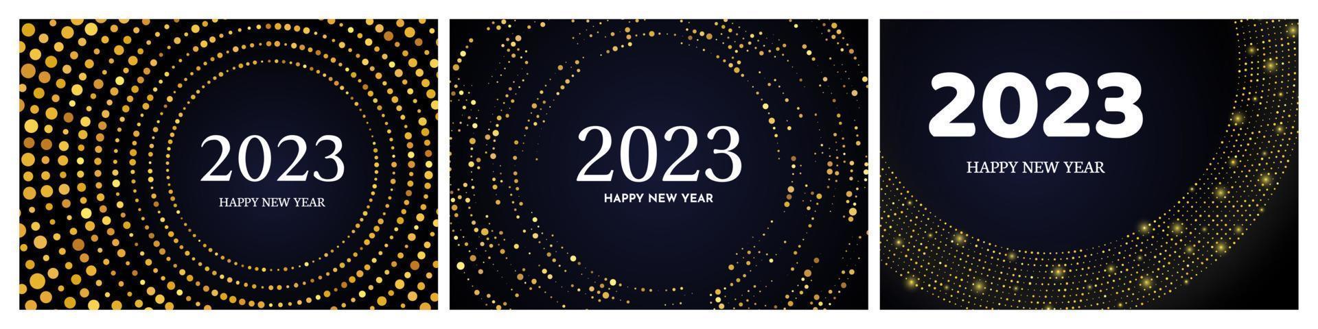 2023 feliz año nuevo de patrón de brillo dorado vector