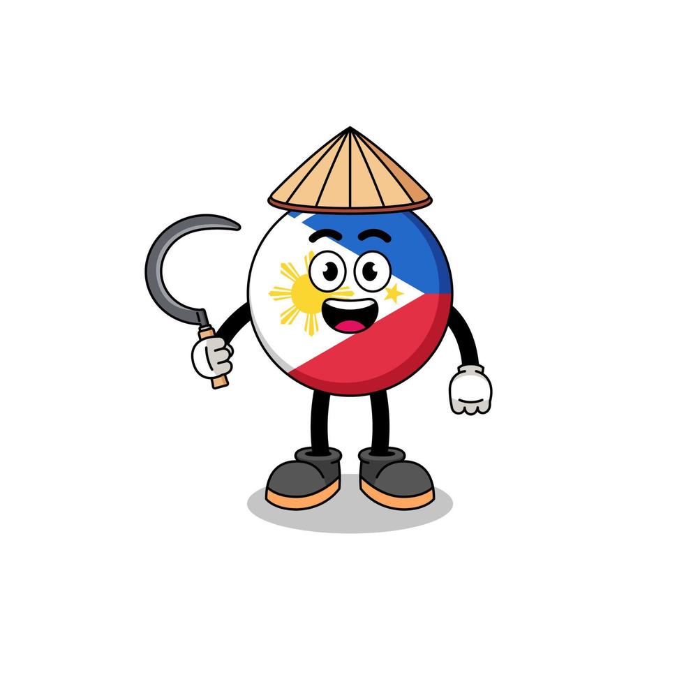 Illustration of philippines flag as an asian farmer vector